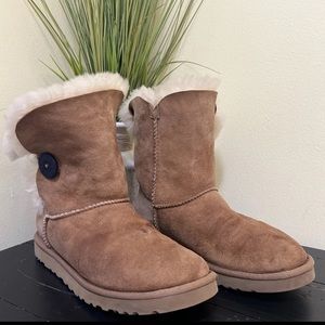 UGG Bailey Button Suede Sheepskin Winter Boots